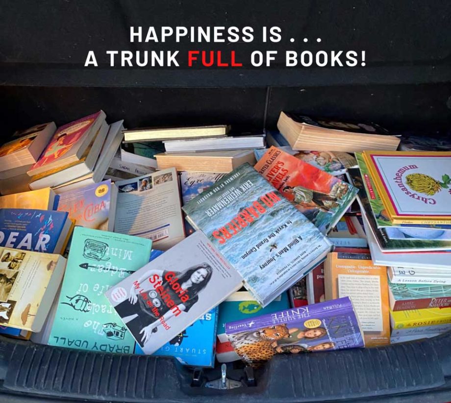 Happiness is...a trunk full of books!